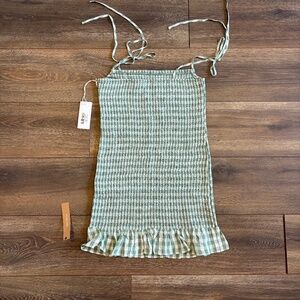 Reformation Women's Mini Green & White Gingham Dress, NEW WITH TAGS, Size Large